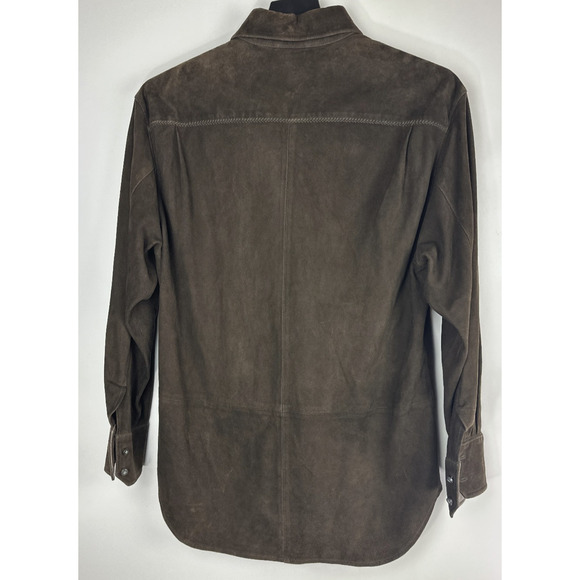 Robert Talbott Men's Brown Suede Leather Shacket Shirt Jacket Button Size Large - Picture 13 of 16